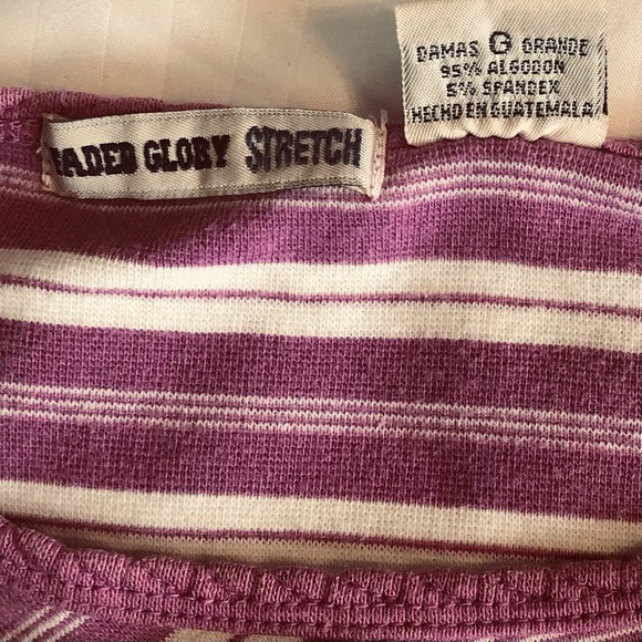 Faded Glory Stretch womens purple and white striped shortsleeve shirt top - Picture 10 of 12